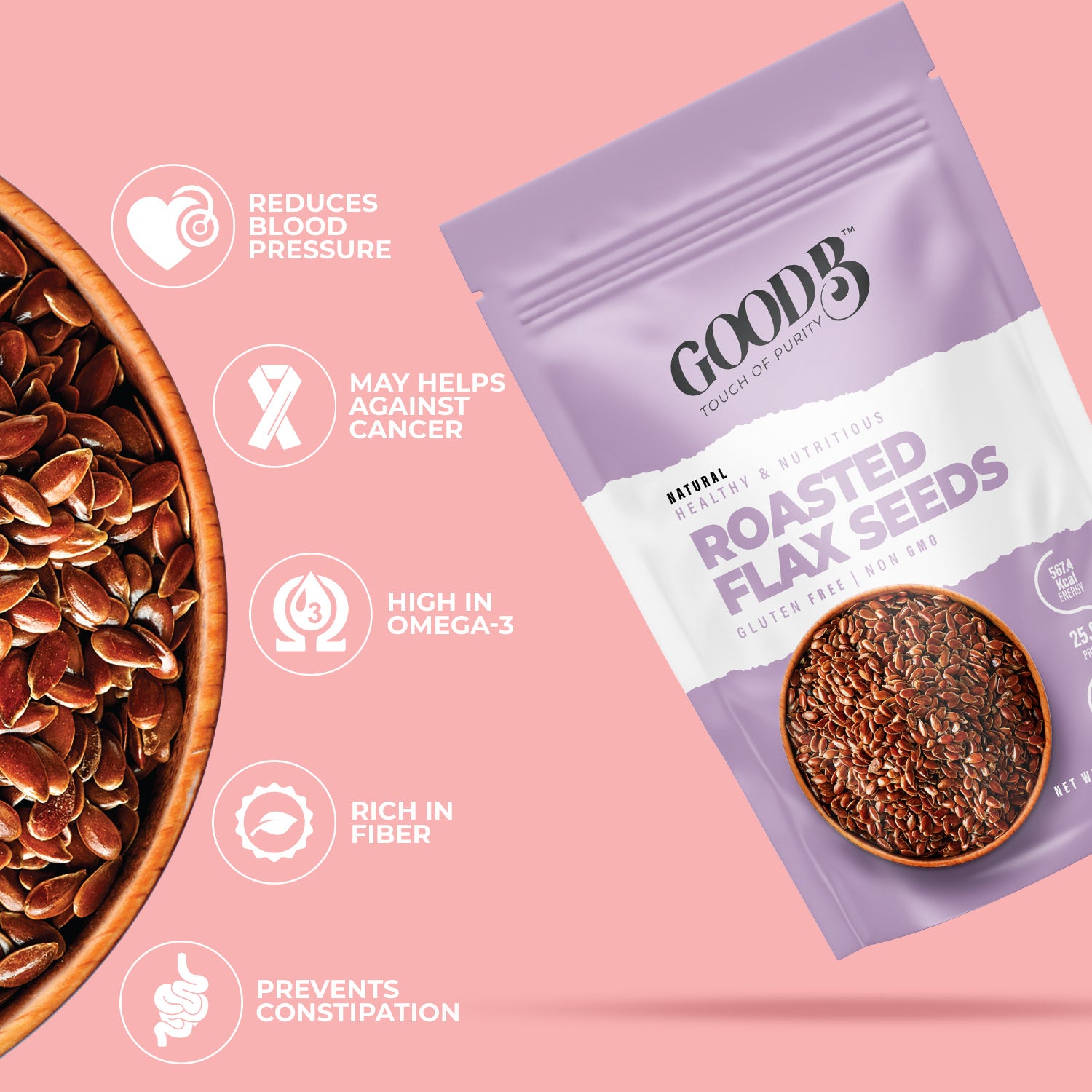 ROASTED FLAX SEEDS FOR EATING - 200 GM